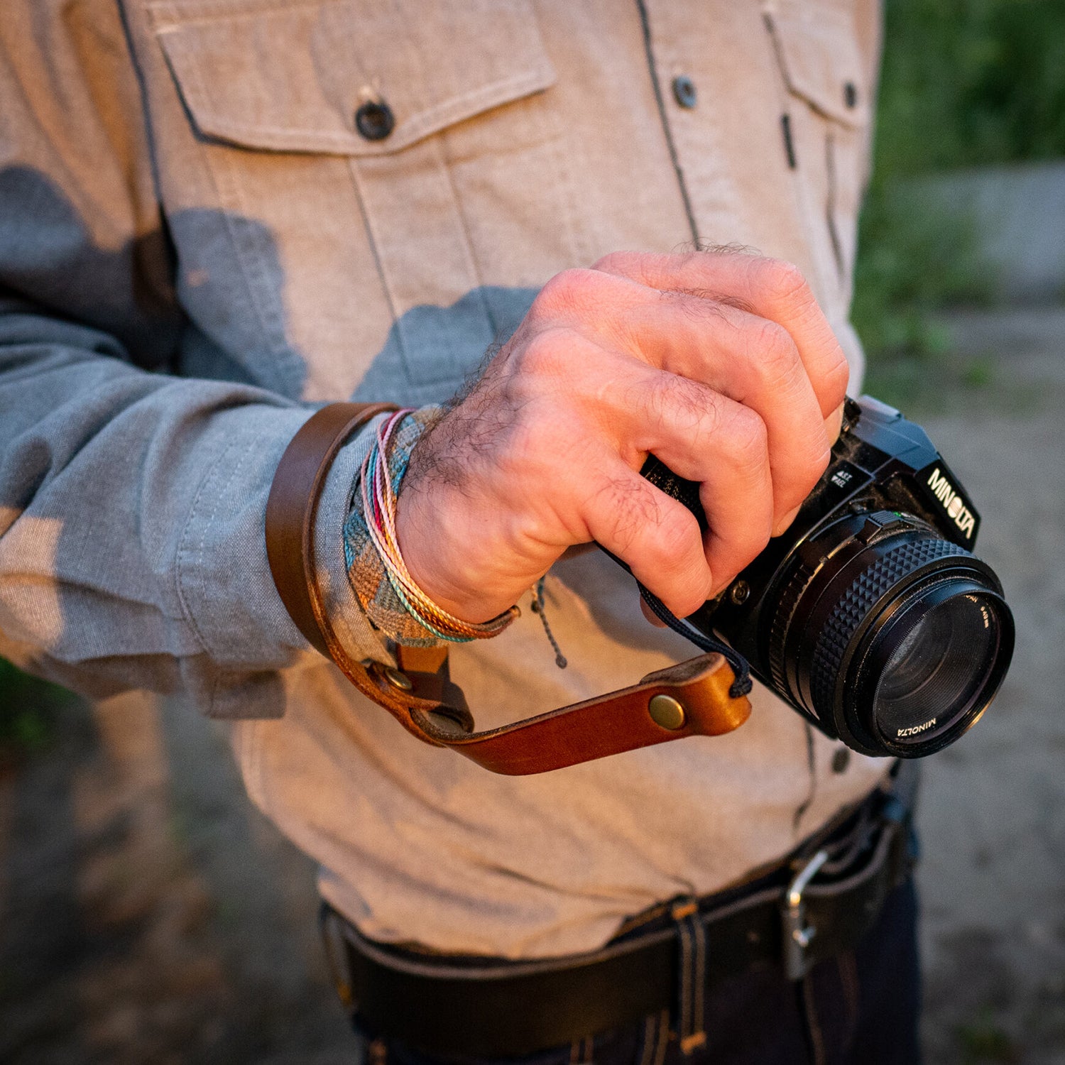 Lasso Wrist Strap in Walnut Leather by Dark Forest