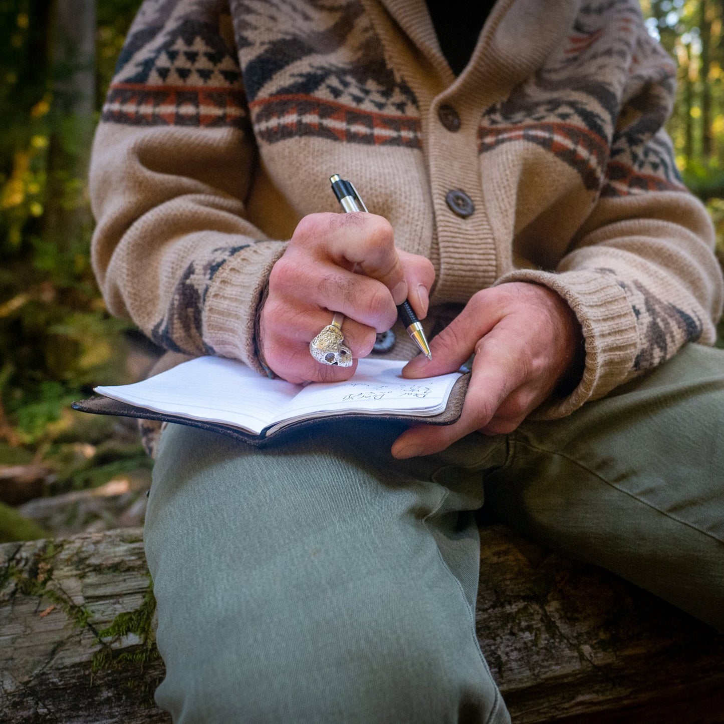 Take notes in style with the Pocket Size Notebook Cover in Black Leather by Dark Forest