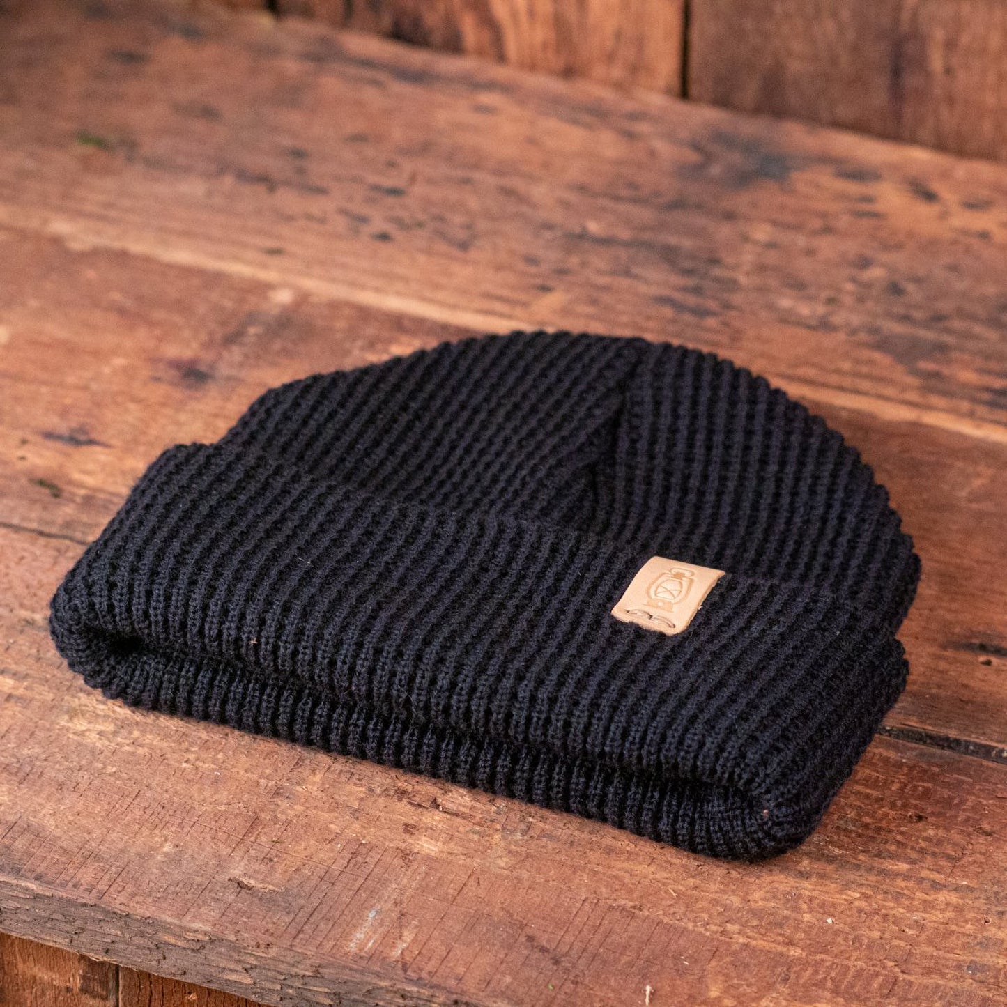 Detail of the Waffle Knit Watch Cap by Dark Forest