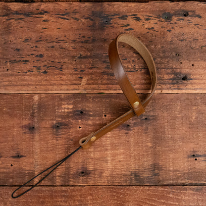 Detail shot of Lasso Wrist Strap in Walnut Leather