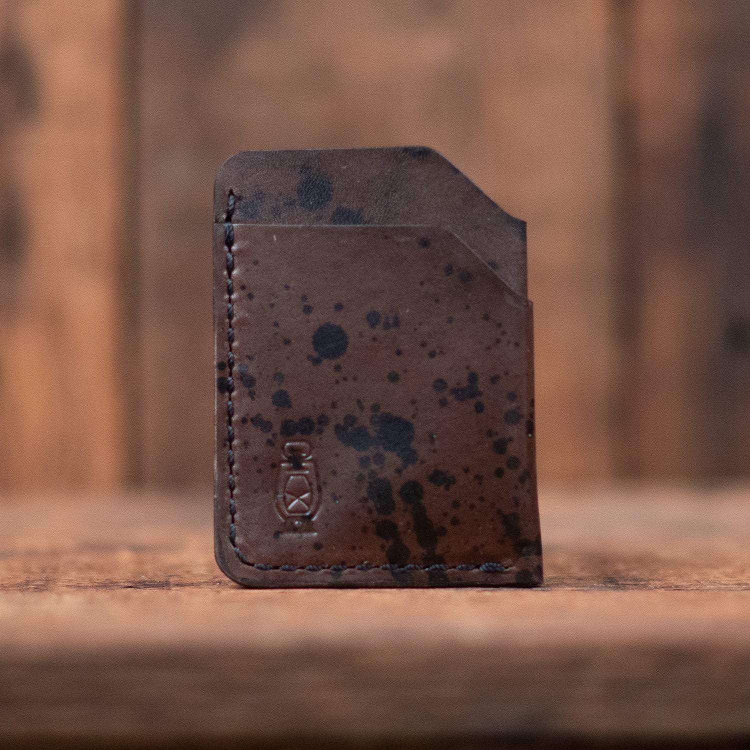 Rustler Splatter Wallet in Chocolate Splatter Leather by Dark Forest