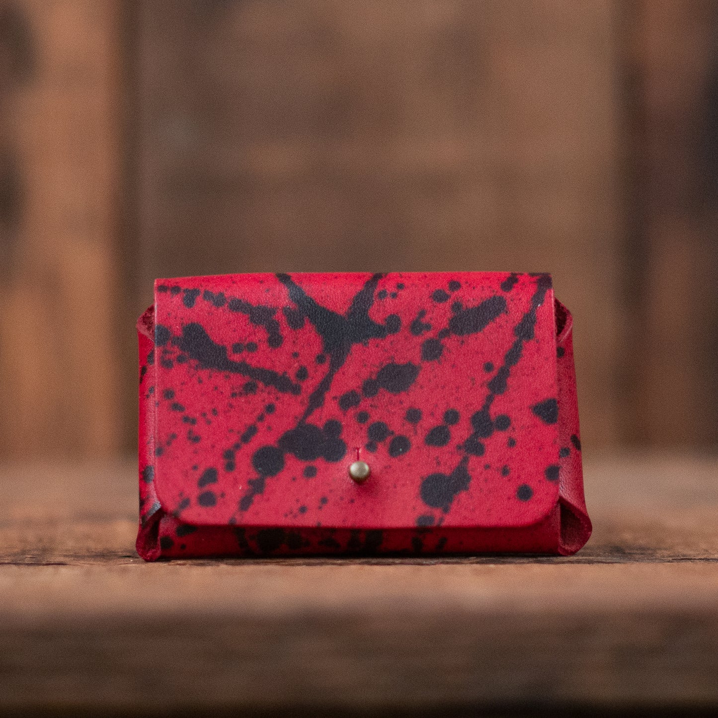 Pioneer Wallet in Red Splatter Leather