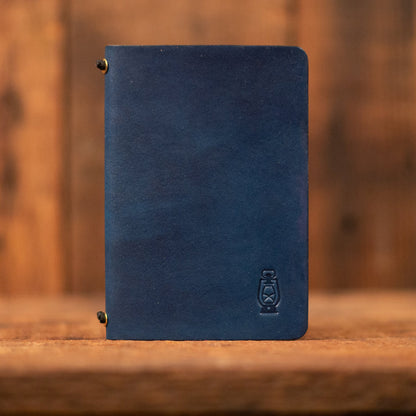 Pocket Size Notebook Cover in Blue Leather by Dark Forest