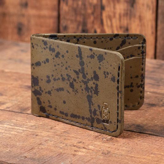 Wrangler Splatter Wallet in Olive Leather by Dark Forest