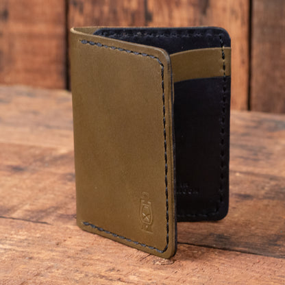 Rangeland Two Tone Wallet in Olive Leather with black accents by Dark Forest