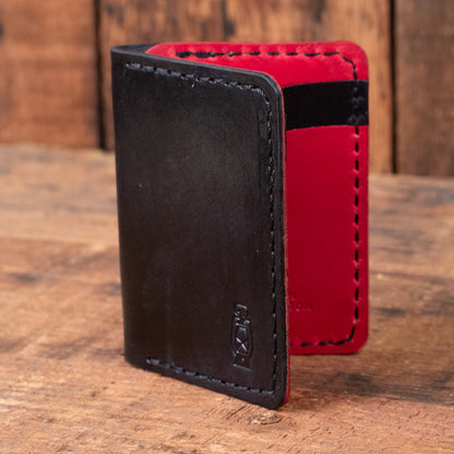 Rangeland Two Tone Wallet in Black Leather with red accents by Dark Forest