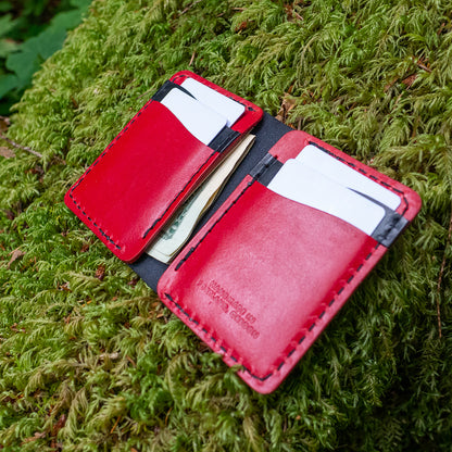 Rangeland Two Tone Wallet in Black Leather with red accents by Dark Forest